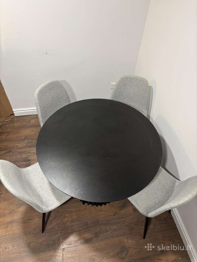Juodas apvalus stalas 100cm + 4 kėdės - nuotraukos Nr. 3