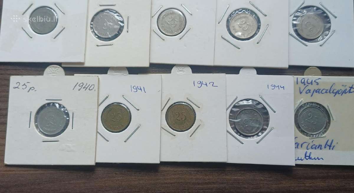 25 pennia rinkinys nuo 1921-45 Suomija - nuotraukos Nr. 2