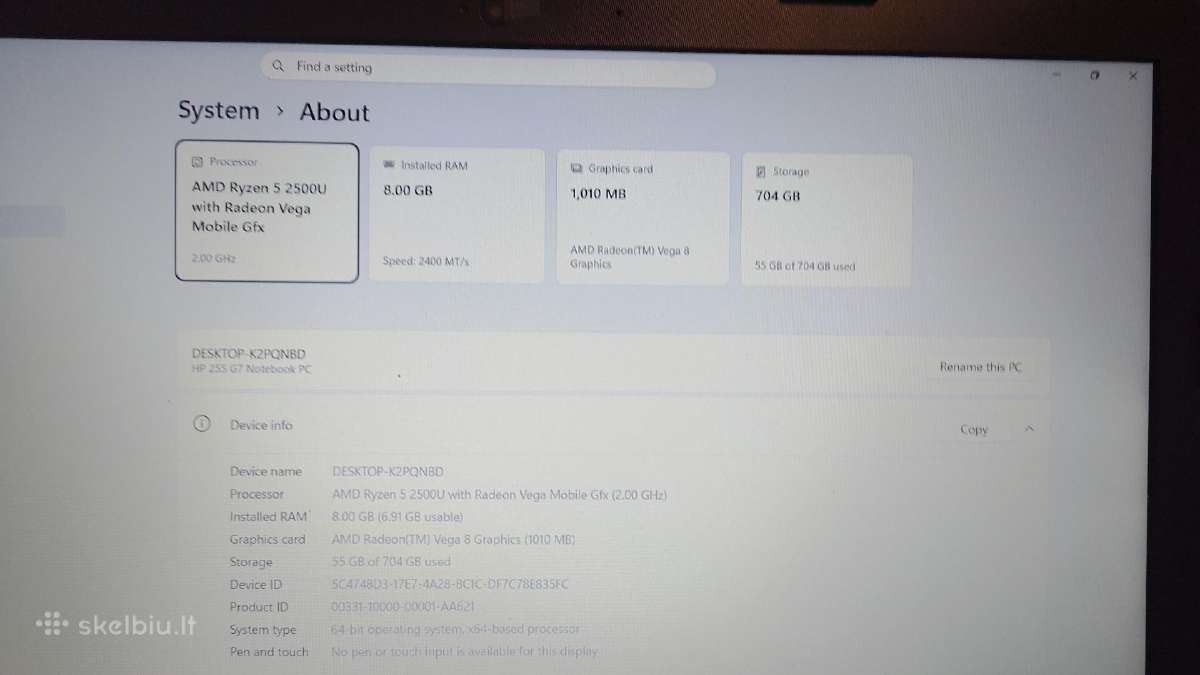 Hp 255 G7,ryzen5, 15.6"fhd - nuotraukos Nr. 7