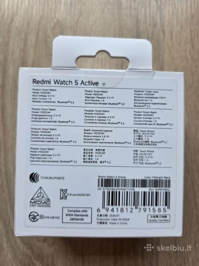 Xiaomi Redmi Watch 5 Active – juodas, naujas - nuotraukos Nr. 2