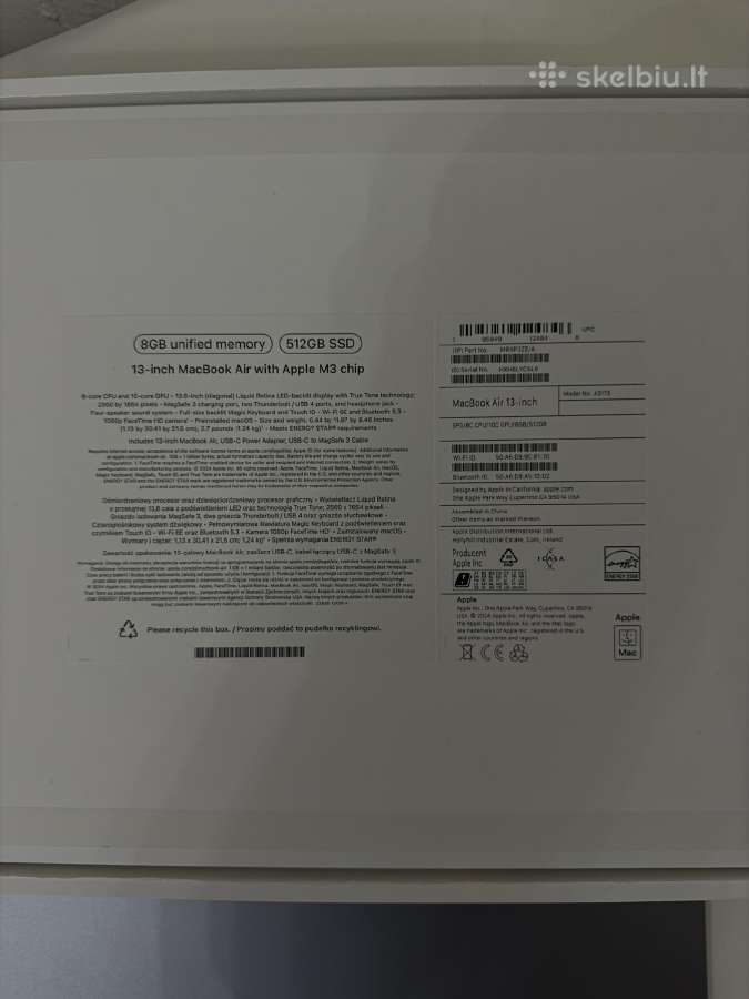 MacBook Air M3 2024 512gb 99% - nuotraukos Nr. 5