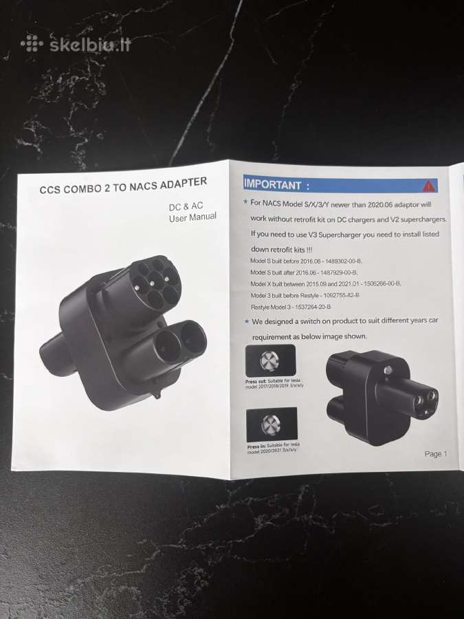 Tesla adapteris Ccs2 - Nacs (usa>eu) - nuotraukos Nr. 5