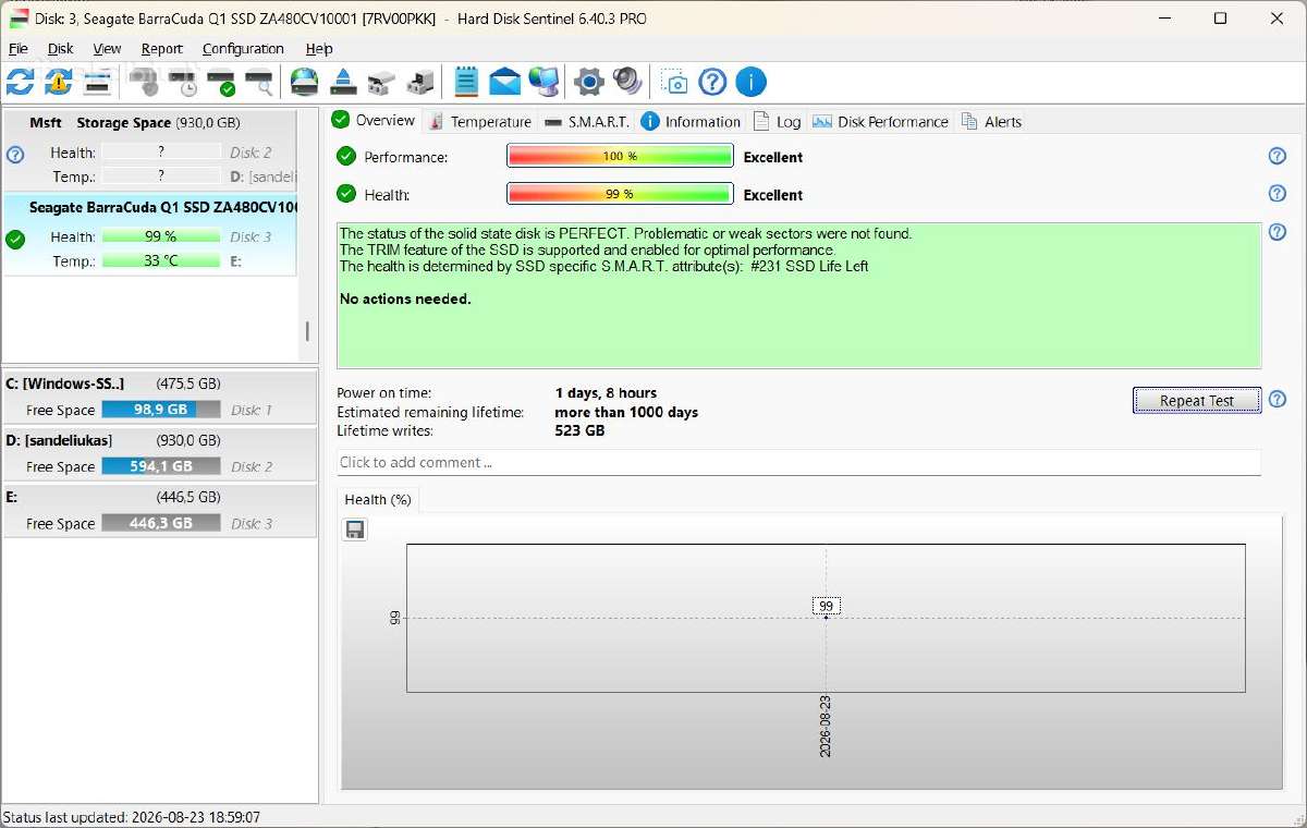 Parduodu Seagate baracuda 480gb SSD diska - nuotraukos Nr. 3