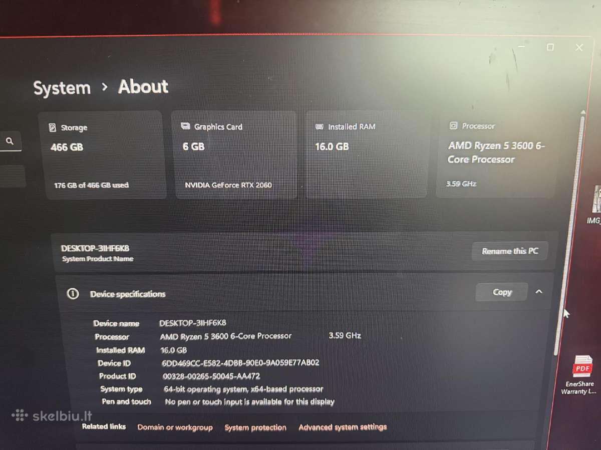 Ryzen 5 3600 / Rtx 2060 6gb / 16gb - nuotraukos Nr. 3