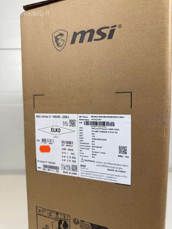 Msi Mag Infinite E1 Rtx 5060ti 16gb I5 14400f 32gb - nuotraukos Nr. 9