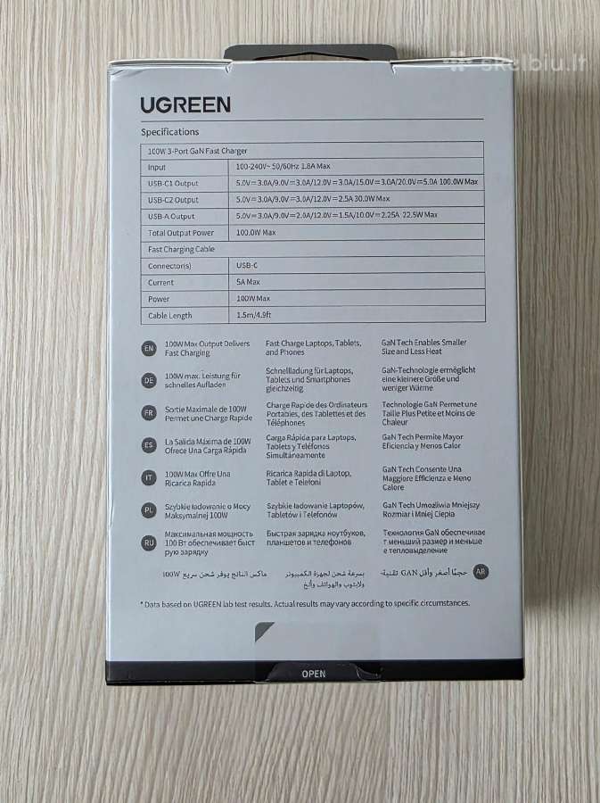 Ugreen Nexode Pro 100w Model: X757 Usb-a + 2x - nuotraukos Nr. 3