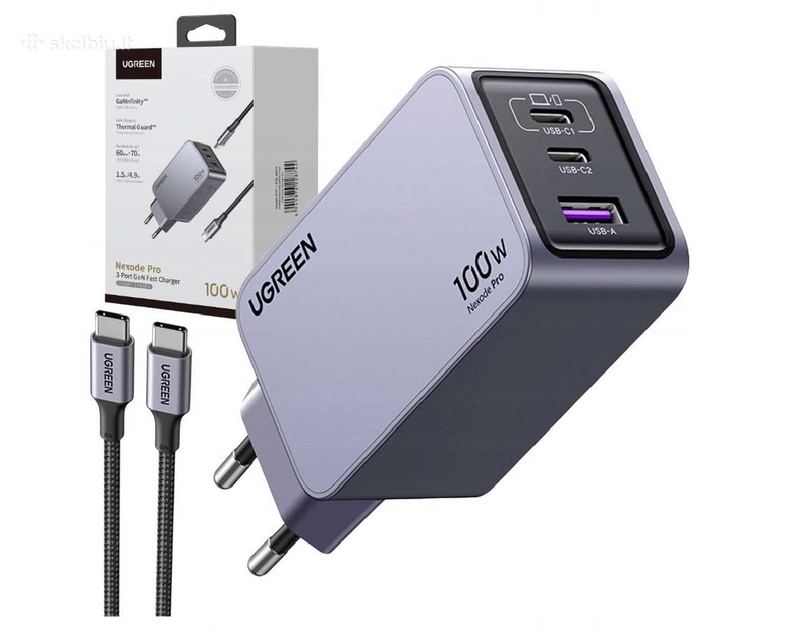 Ugreen Nexode Pro 100w Model: X757 Usb-a + 2x - nuotraukos Nr. 7