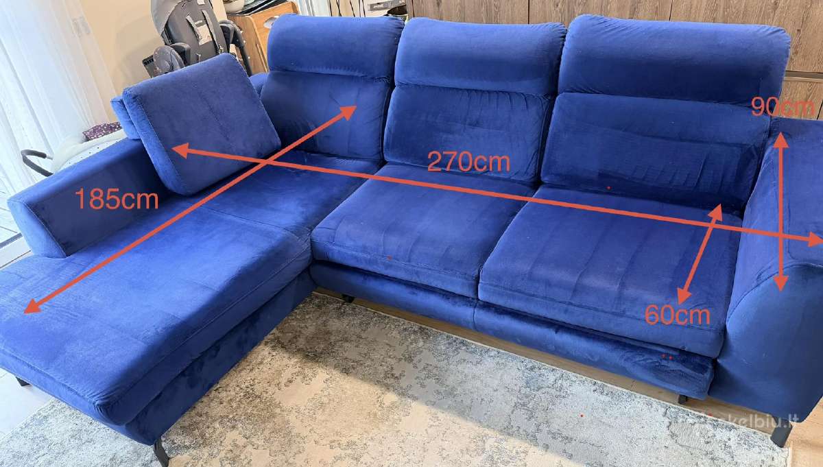 Mėlyna sofa - kampas - nuotraukos Nr. 2