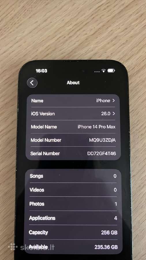 Apple iPhone 14 Pro Max 256gb Space Black – 85% - nuotraukos Nr. 5