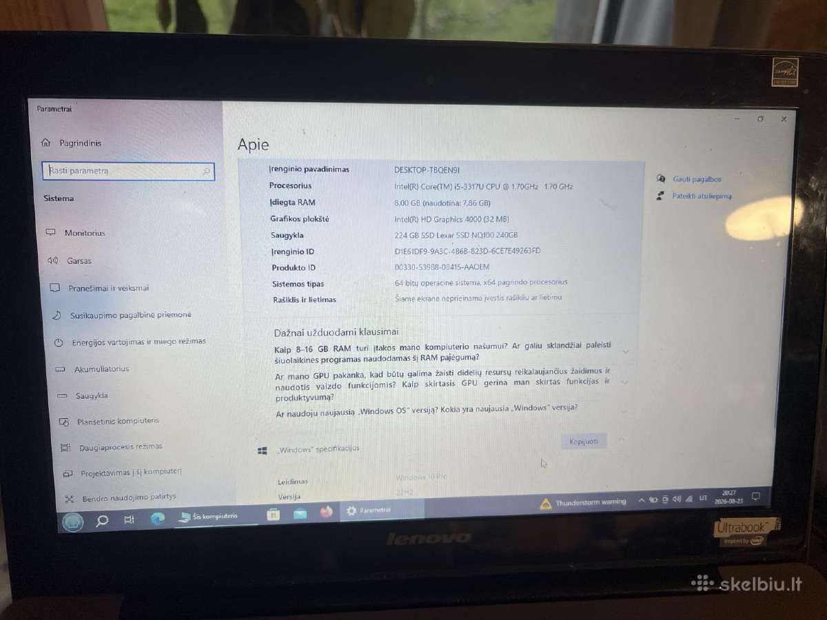 Lenovo Ideapad U310 i5 / 8gb / 240gb SSD - nuotraukos Nr. 7