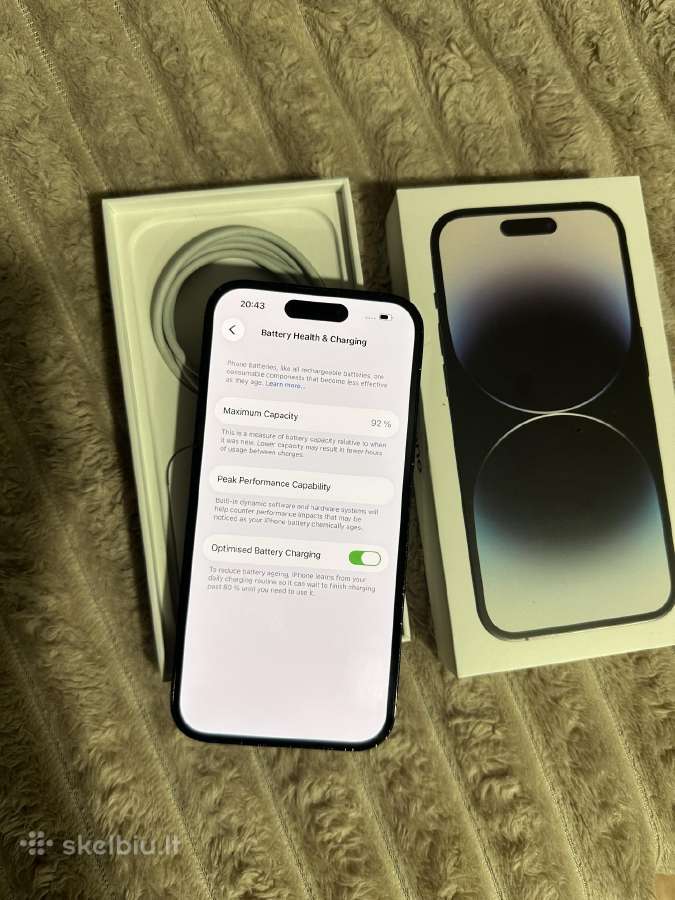 Iphonai 14 Pro. Battery Health 92% - nuotraukos Nr. 6