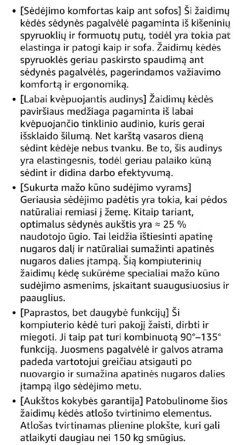 Žaidimų, kompiuterinė ,biuro kėdė Dowinx - nuotraukos Nr. 6