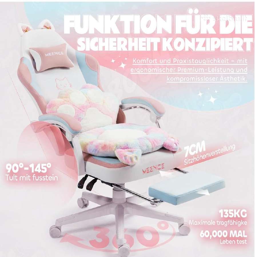 Žaidimų, kompiuterinė kėdė Meenice - nuotraukos Nr. 3