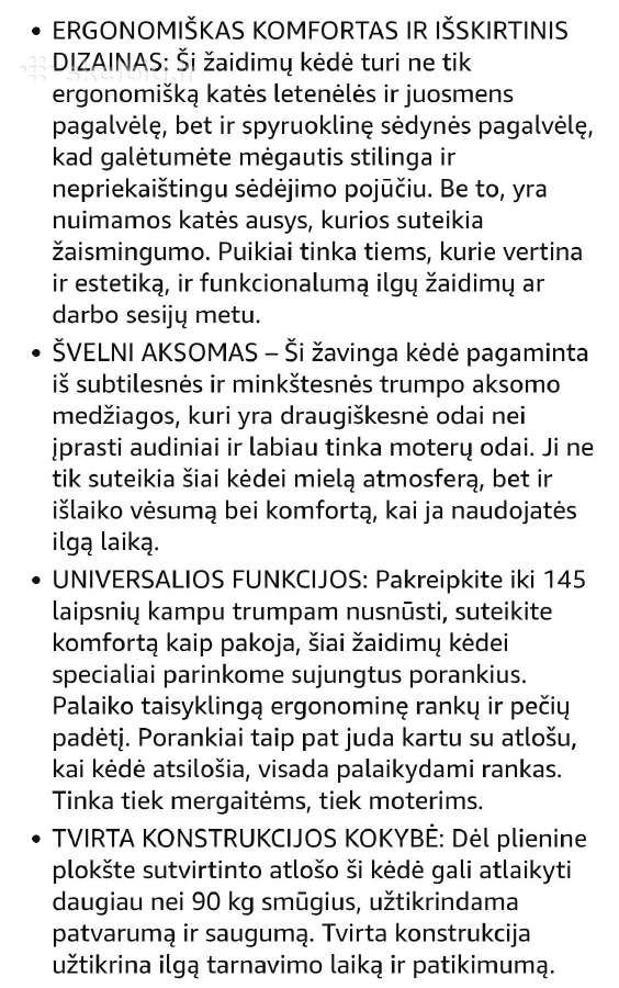 Žaidimų, kompiuterinė kėdė Meenice - nuotraukos Nr. 6
