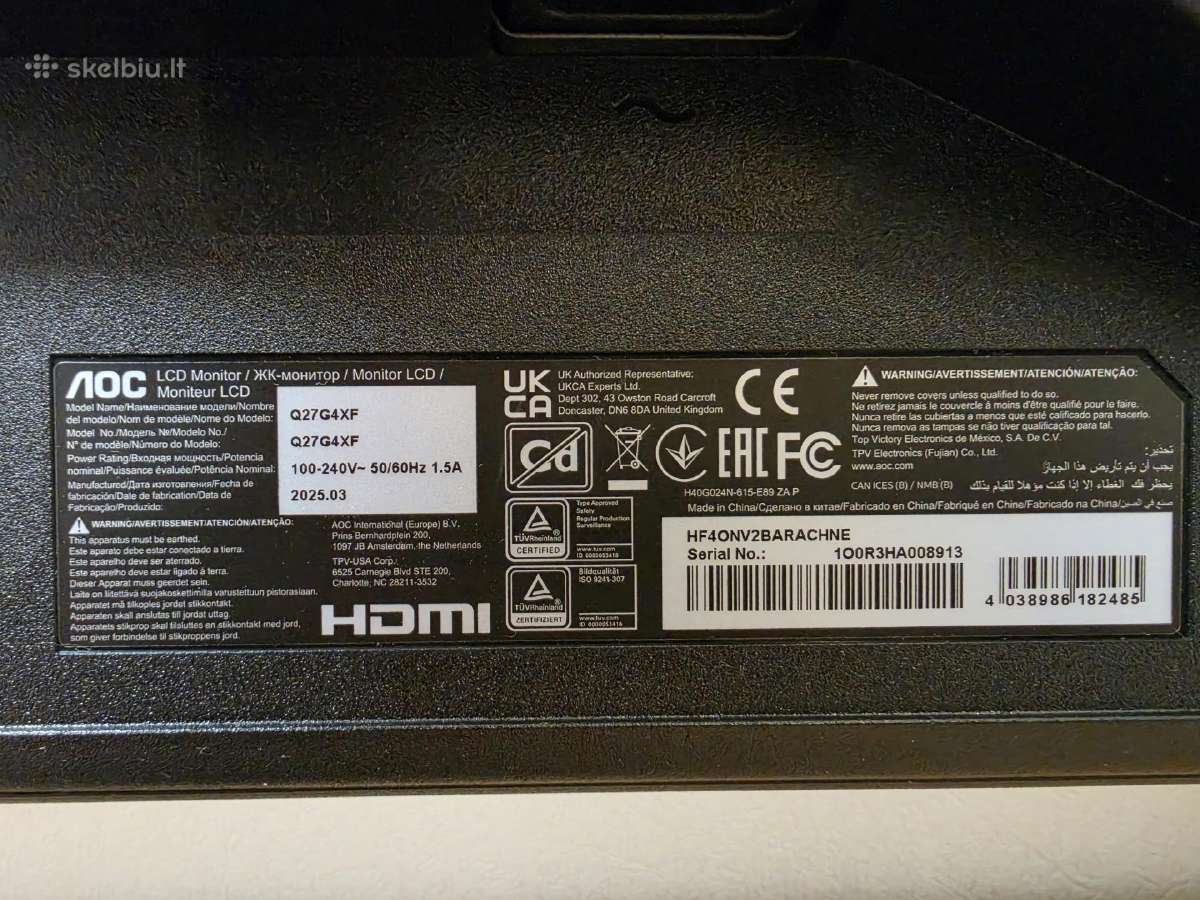 Aoc Q27g4xf 27" Qhd (2k) - nuotraukos Nr. 2