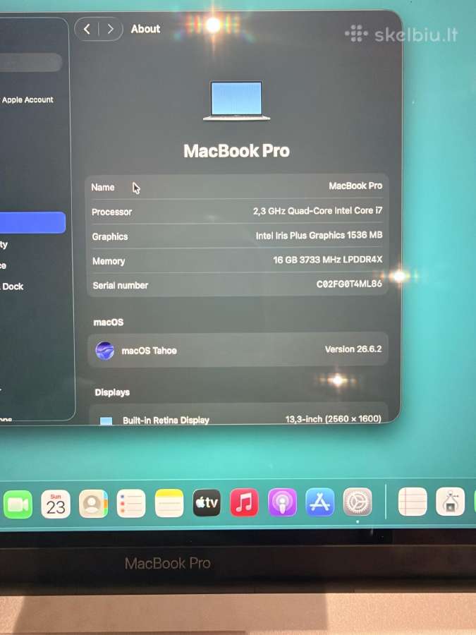 Apple MacBook Pro 13 2020 i7 / 16 GB / 1 TB - nuotraukos Nr. 4