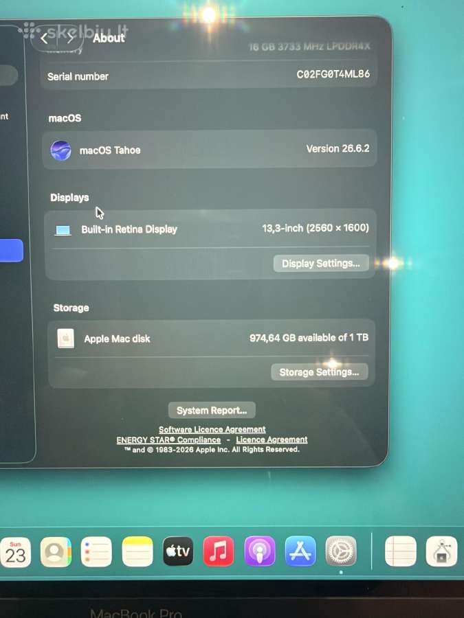 Apple MacBook Pro 13 2020 i7 / 16 GB / 1 TB - nuotraukos Nr. 5