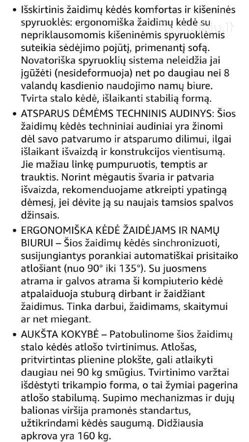 Žaidimų, kompiuterinė ,biuro kėdė Dowinx (audinys) - nuotraukos Nr. 6