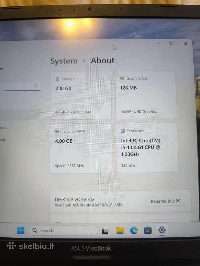 Asus Vivobook, Intel I5-1035g1, 256 nvme SSD - nuotraukos Nr. 2
