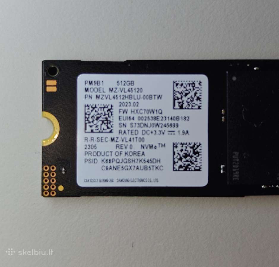 Samsung Pm9b1 512gb Nvme M2 SSD - nuotraukos Nr. 2
