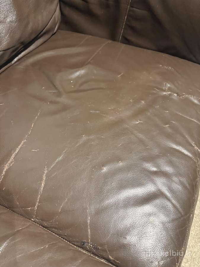 Tamsiai ruda odinė 3-vietė sofa - nuotraukos Nr. 5