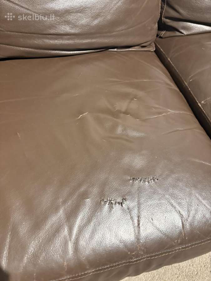 Tamsiai ruda odinė 3-vietė sofa - nuotraukos Nr. 7