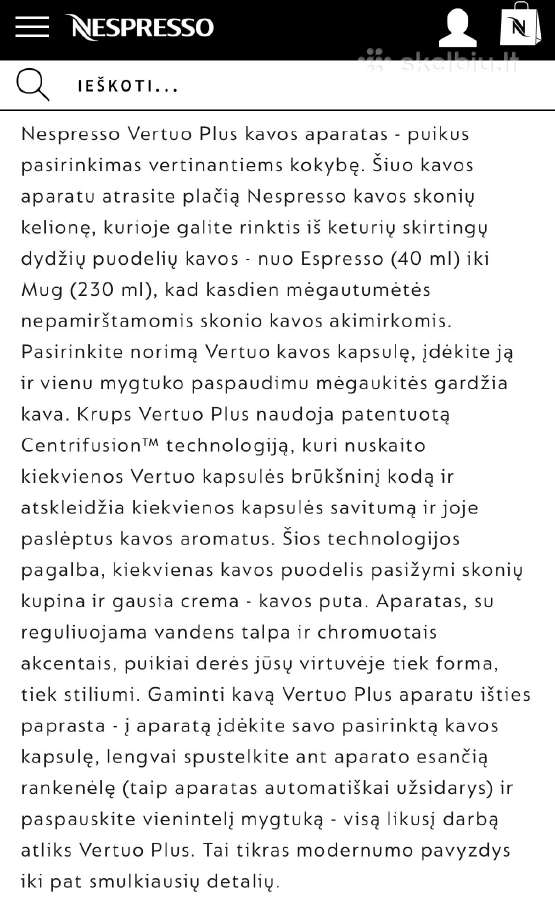 Kavos aparatas Nespresso Vertuo Plus - nuotraukos Nr. 4