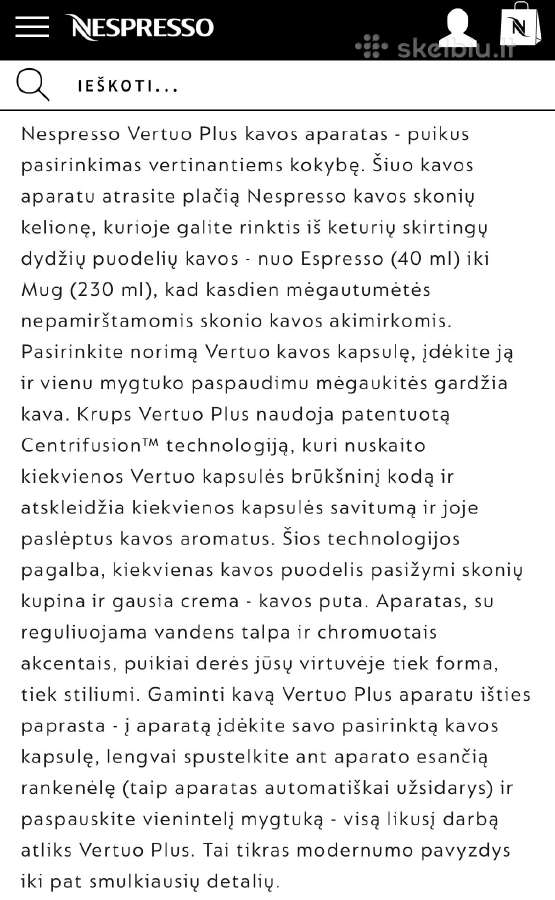 Kavos aparatas Nespresso Vertuo Plus - nuotraukos Nr. 2