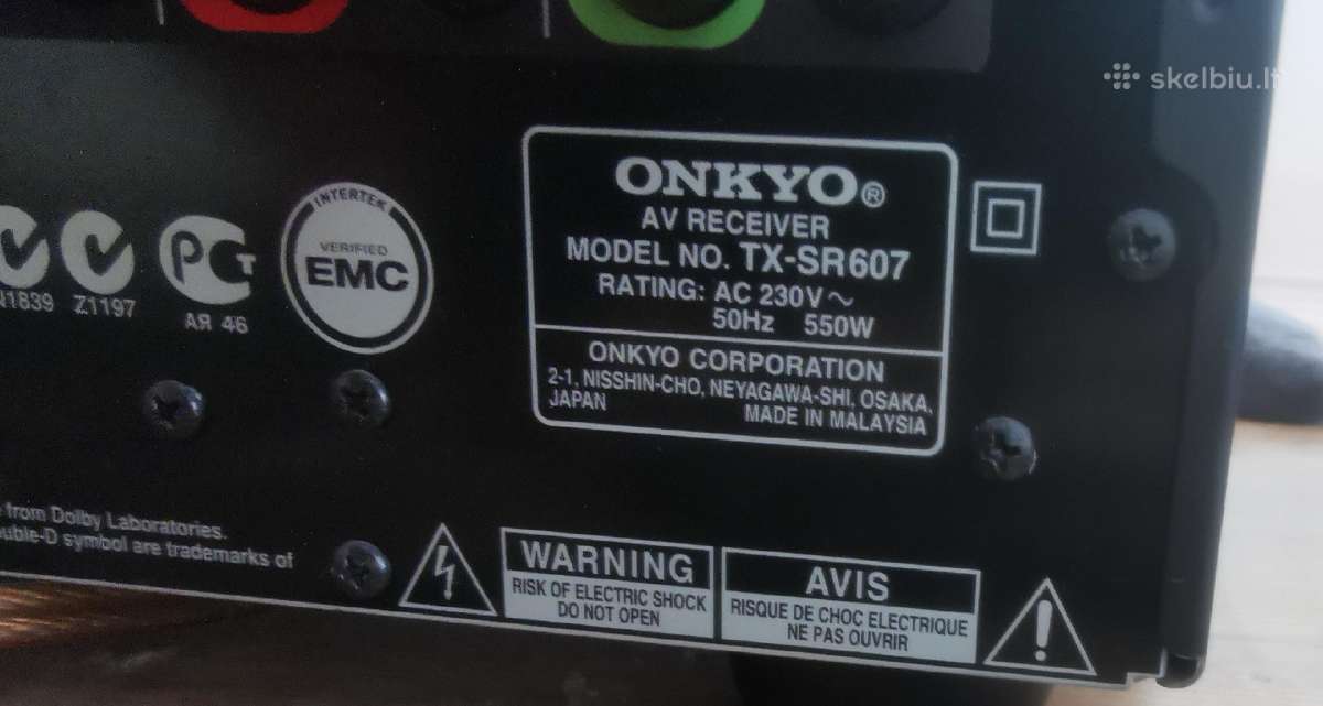 Resiveris Onkyo Tx-sr607 (7.2 kanalo) - nuotraukos Nr. 4