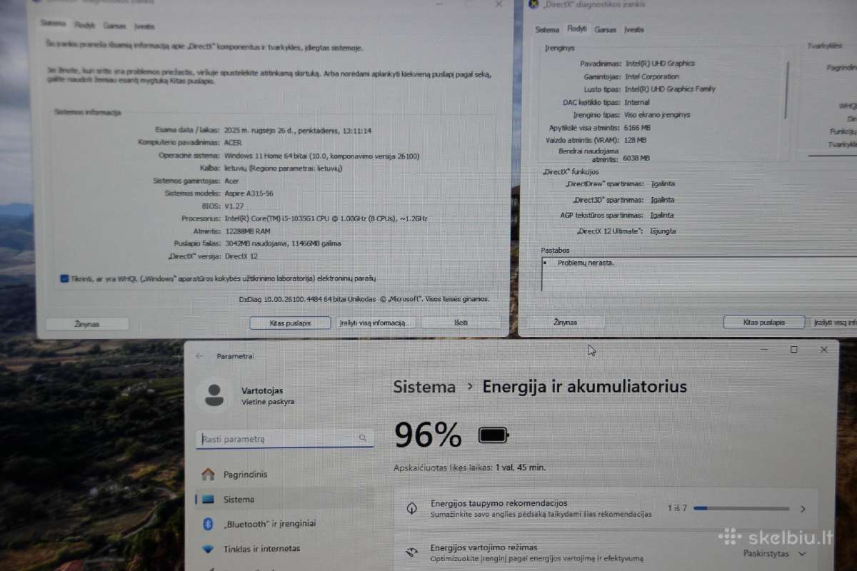 Acer i5-10gen 12gb 256gb SSD fullhd - nuotraukos Nr. 9