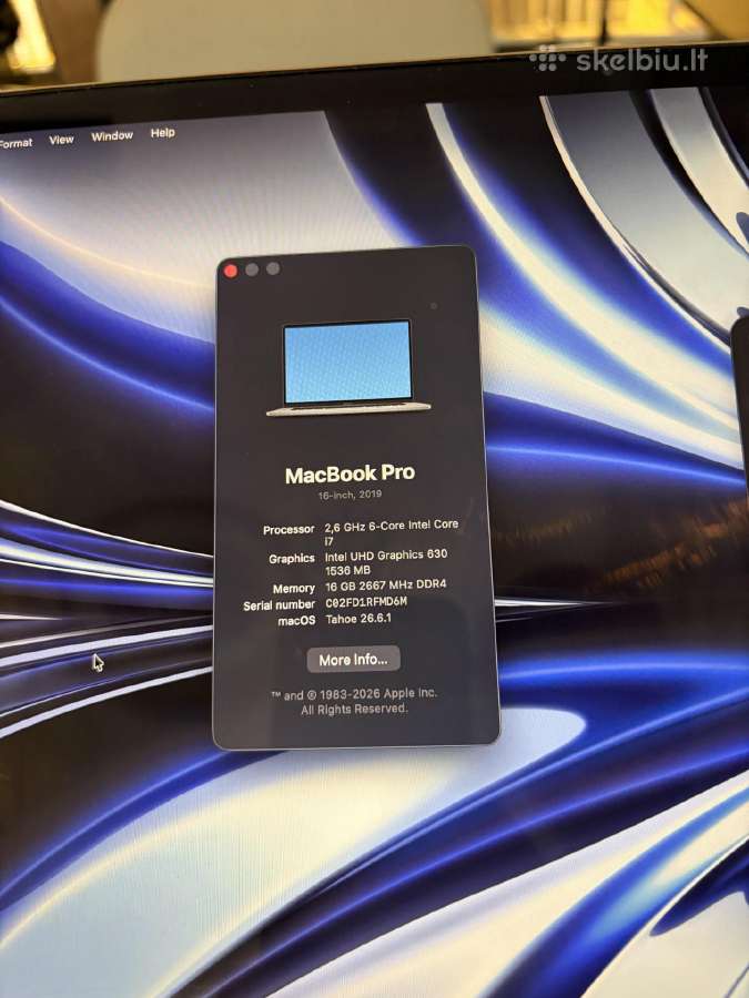 MacBook Pro (16-inch, 2019) 16gb, 512 SSD - nuotraukos Nr. 5