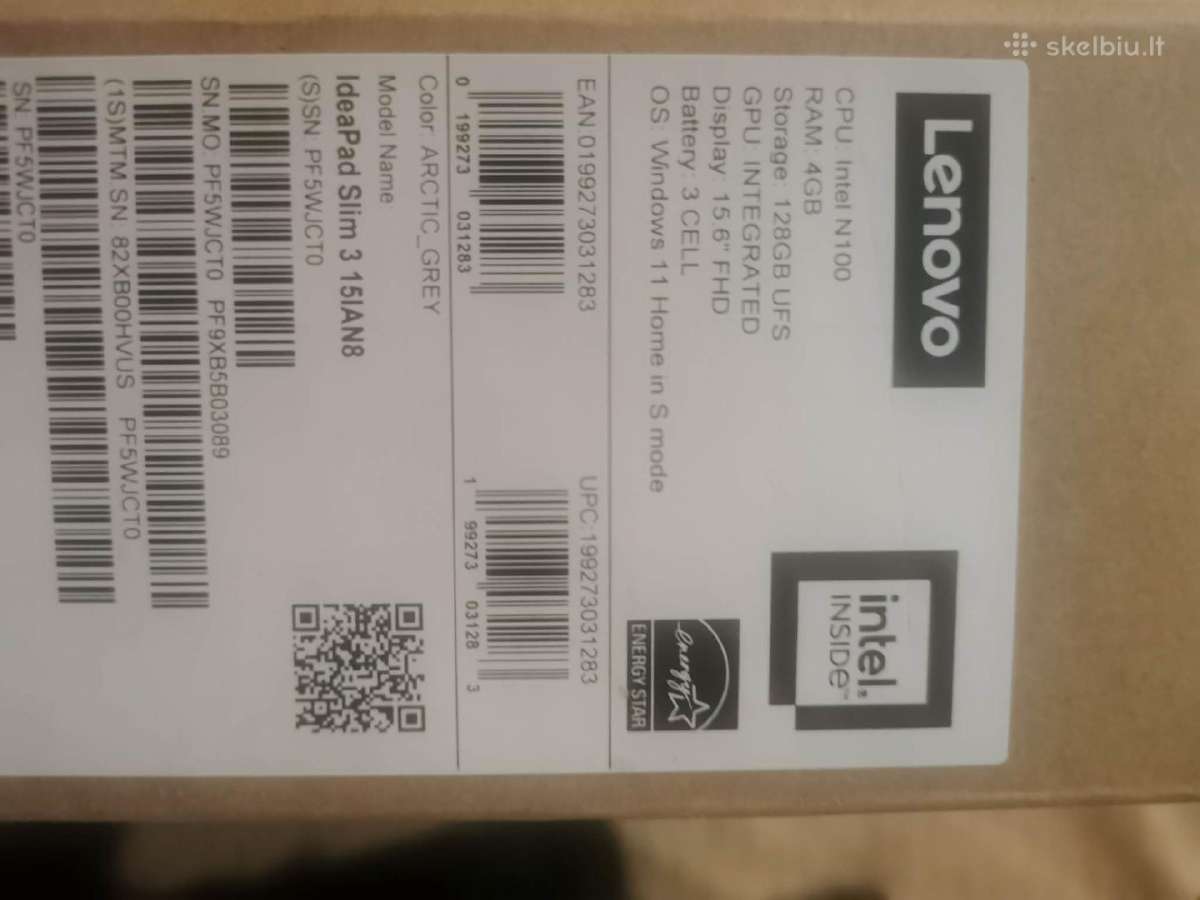 Lenovo Ideapad Slim 3 15.6 / Intel N100 / 4gb - nuotraukos Nr. 4