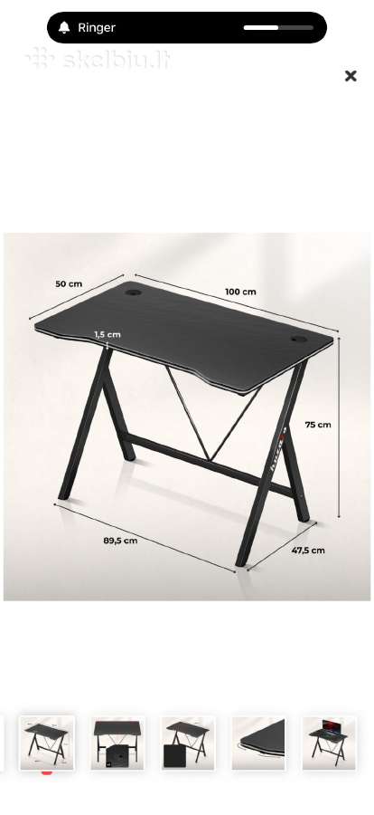 "Huzaro Hero 1.4 Gaming Desk Black" stalas - nuotraukos Nr. 2
