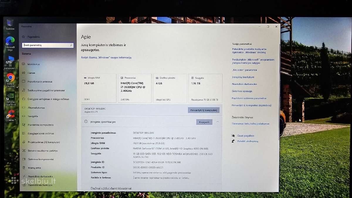 Acer V3-771g i7/28gb/260ssd+1tb/17.3/nvidia - nuotraukos Nr. 3