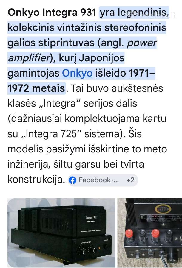 Kolekcinis Onkyo Integra 931 galios stiprintuvas - nuotraukos Nr. 6