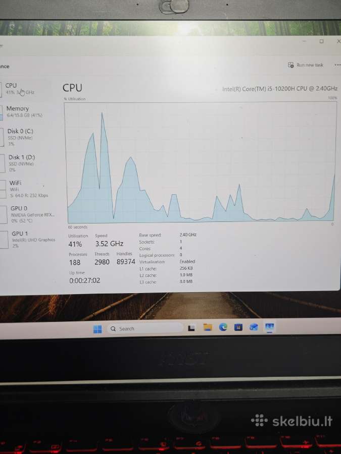Msi rtx 3060, i5-10200h, 16gb, 512gb SSD - nuotraukos Nr. 2