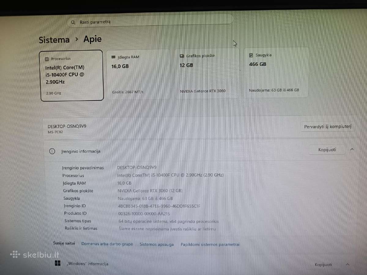 Žaidimų pc 10400f/16gb RAM/3060 12gb/500gb m.2 - nuotraukos Nr. 2