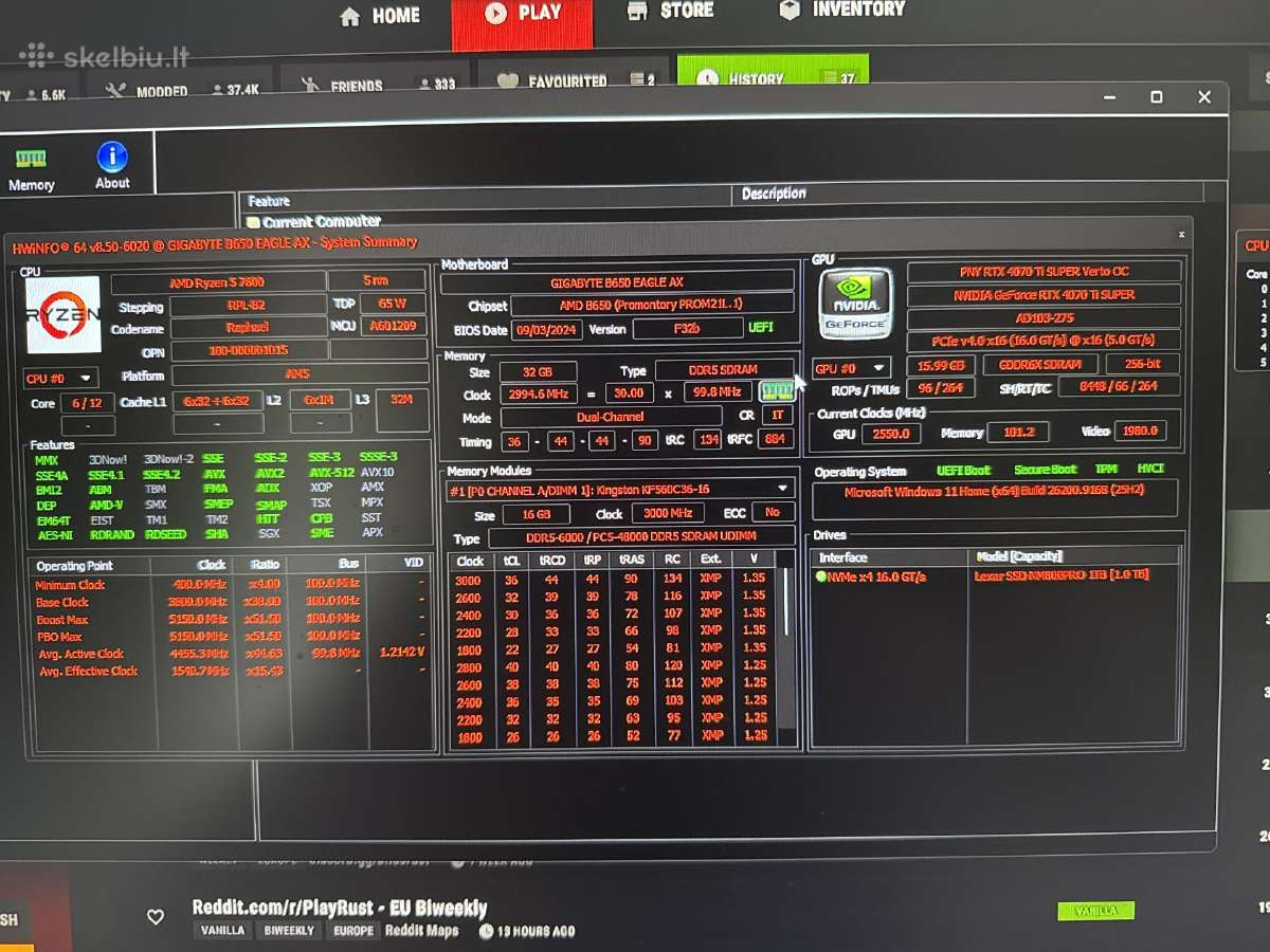 Rtx 4070 ti super 32gb ddr5 R5 7600 1tb - nuotraukos Nr. 4