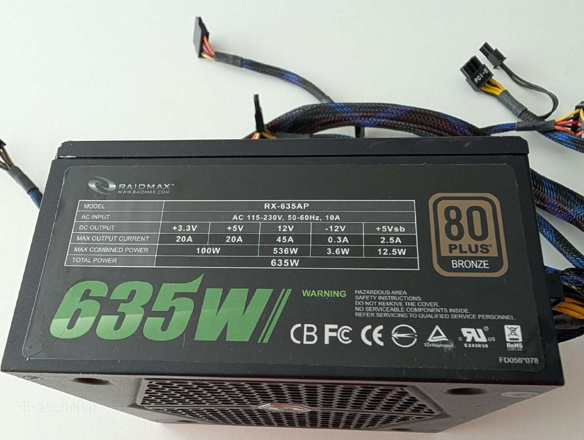 Raidmax 635w Bronze maitinimo blokas - nuotraukos Nr. 2