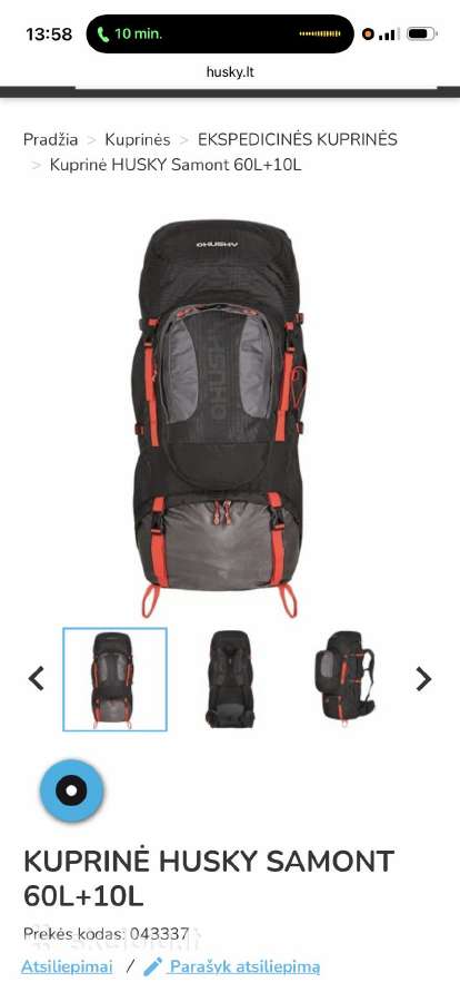 Kuprinė Husky Samont 60l+10l - nuotraukos Nr. 2