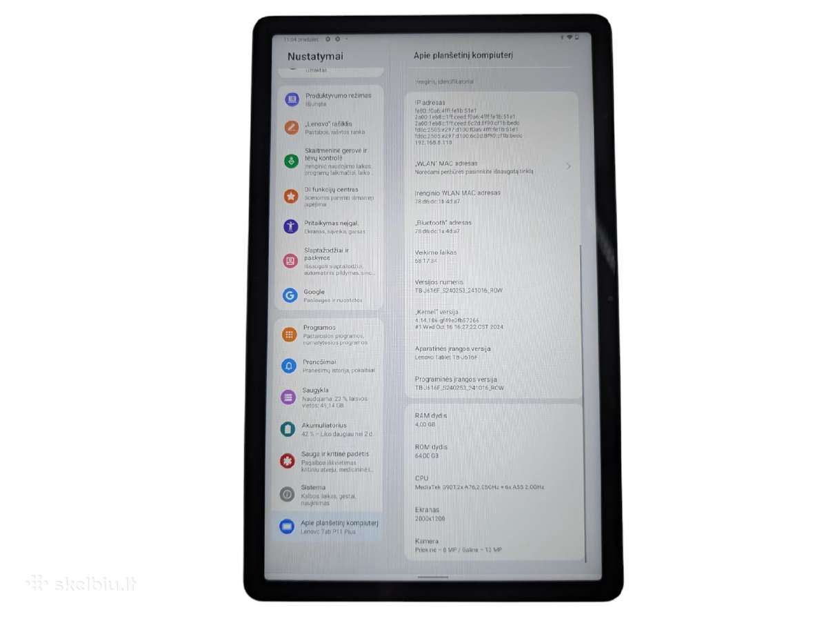 Lenovo Tab P11 Plus + 3 mėn. garantija - nuotraukos Nr. 3