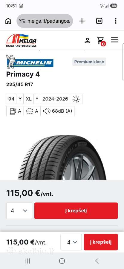 Michelin vasarinės padangos R17/225/55 - nuotraukos Nr. 4