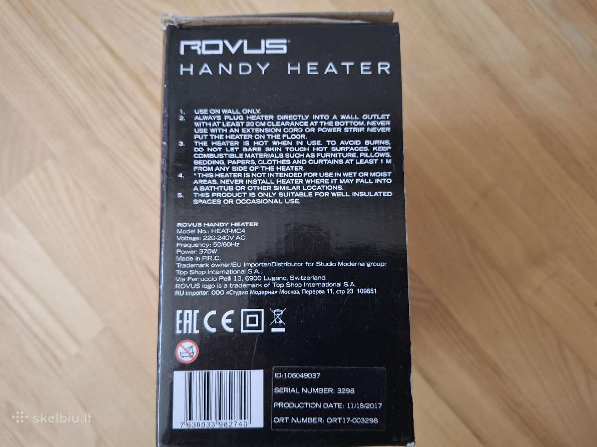 Elektrinis šildytuvas Rovus 370v - nuotraukos Nr. 4