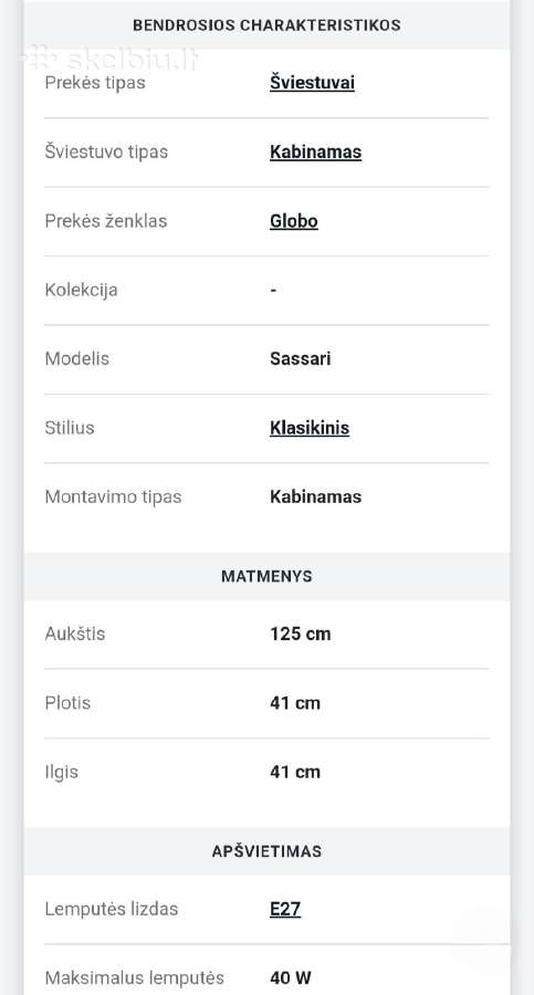 Pakabinamas šviestuvas "Sassari " - nuotraukos Nr. 6