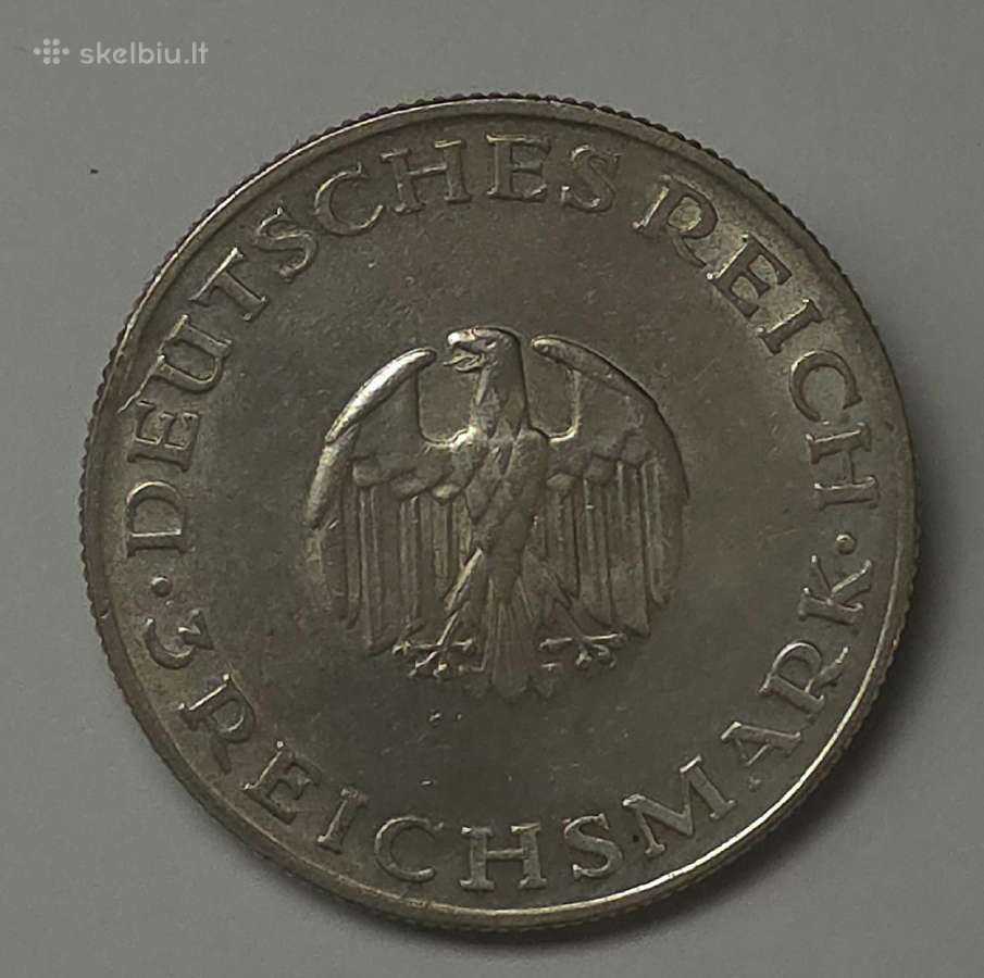 3 Reichsmark 1929 D (G. E. Lessing) - nuotraukos Nr. 2