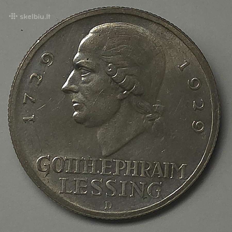 3 Reichsmark 1929 D (G. E. Lessing) - nuotraukos Nr. 5