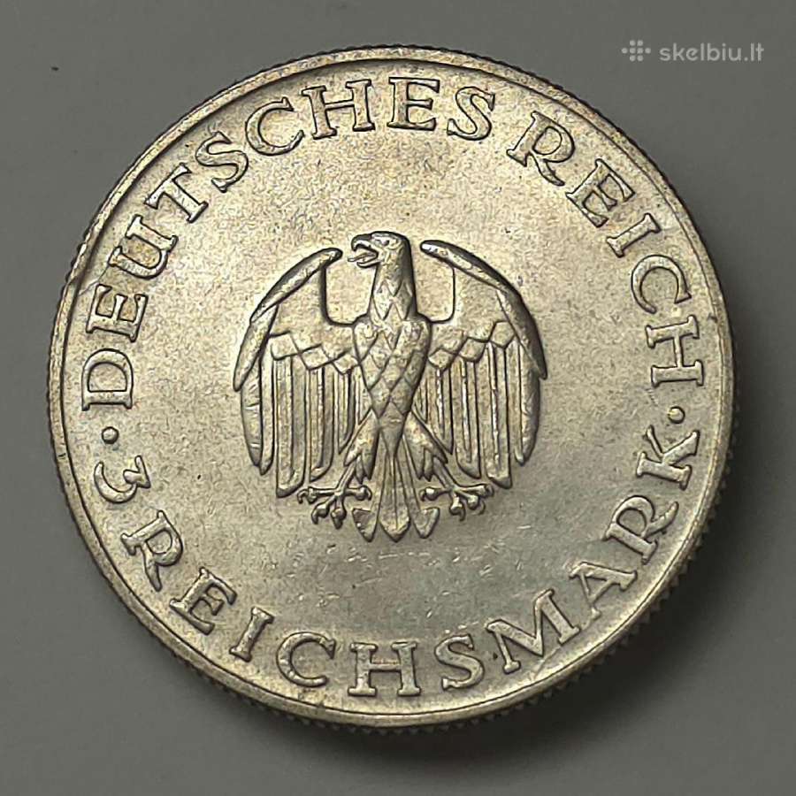 3 Reichsmark 1929 D (G. E. Lessing) - nuotraukos Nr. 6