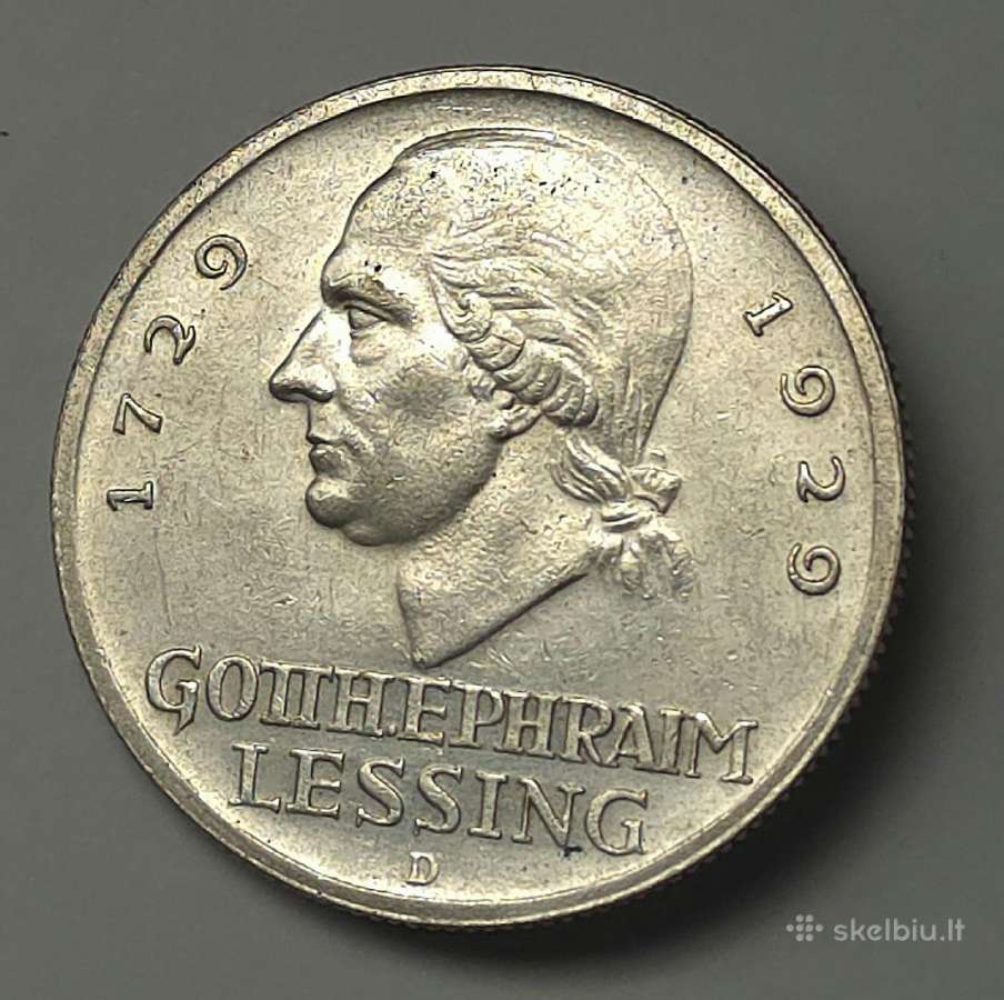 3 Reichsmark 1929 D (G. E. Lessing) - nuotraukos Nr. 7
