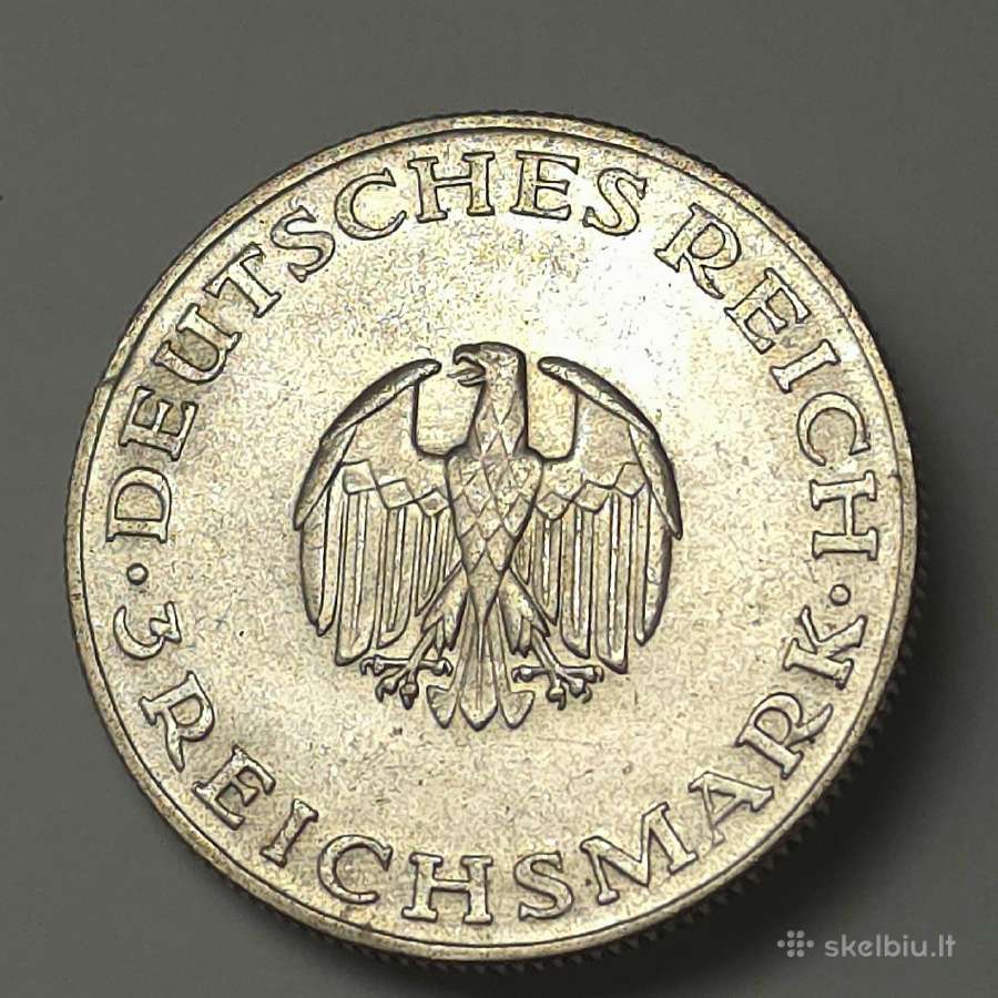 3 Reichsmark 1929 D (G. E. Lessing) - nuotraukos Nr. 8