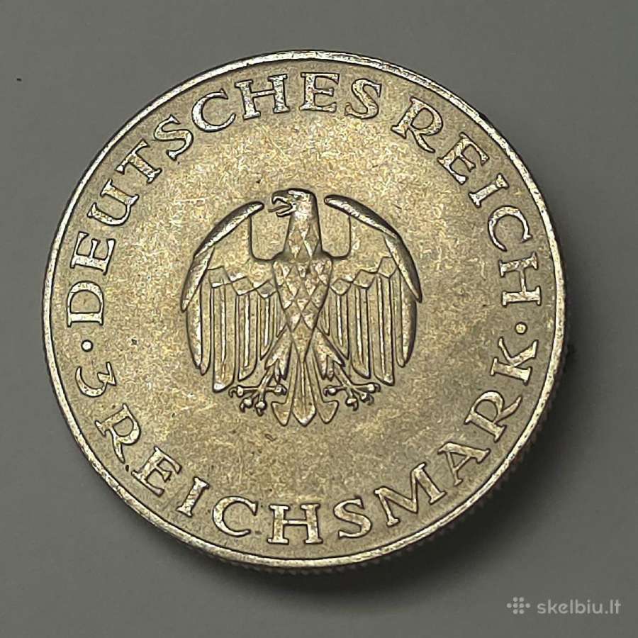 3 Reichsmark 1929 A (G. E. Lessing) - nuotraukos Nr. 2